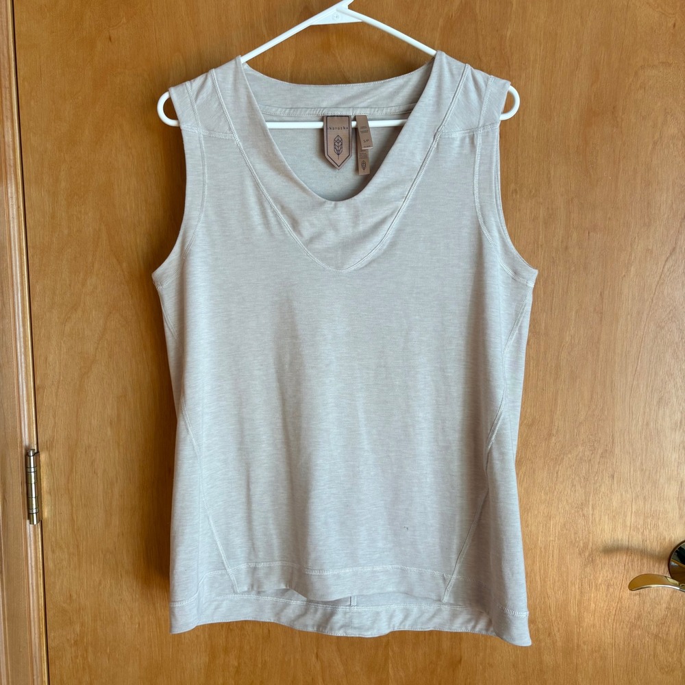 Indygena‎ Womens Sleeveless Tank Top V-Neck Casual Activewear Beige Small